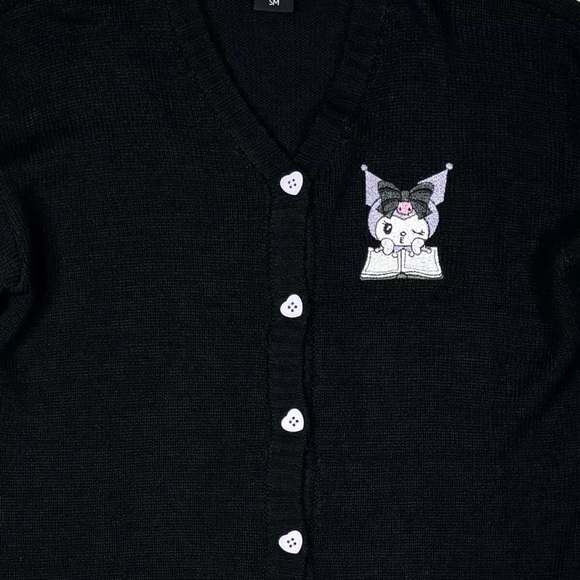 Kuromi Sanrio Embroidered Cardigan Women’s Small Sweater Fortune Teller Black - Picture 7 of 13